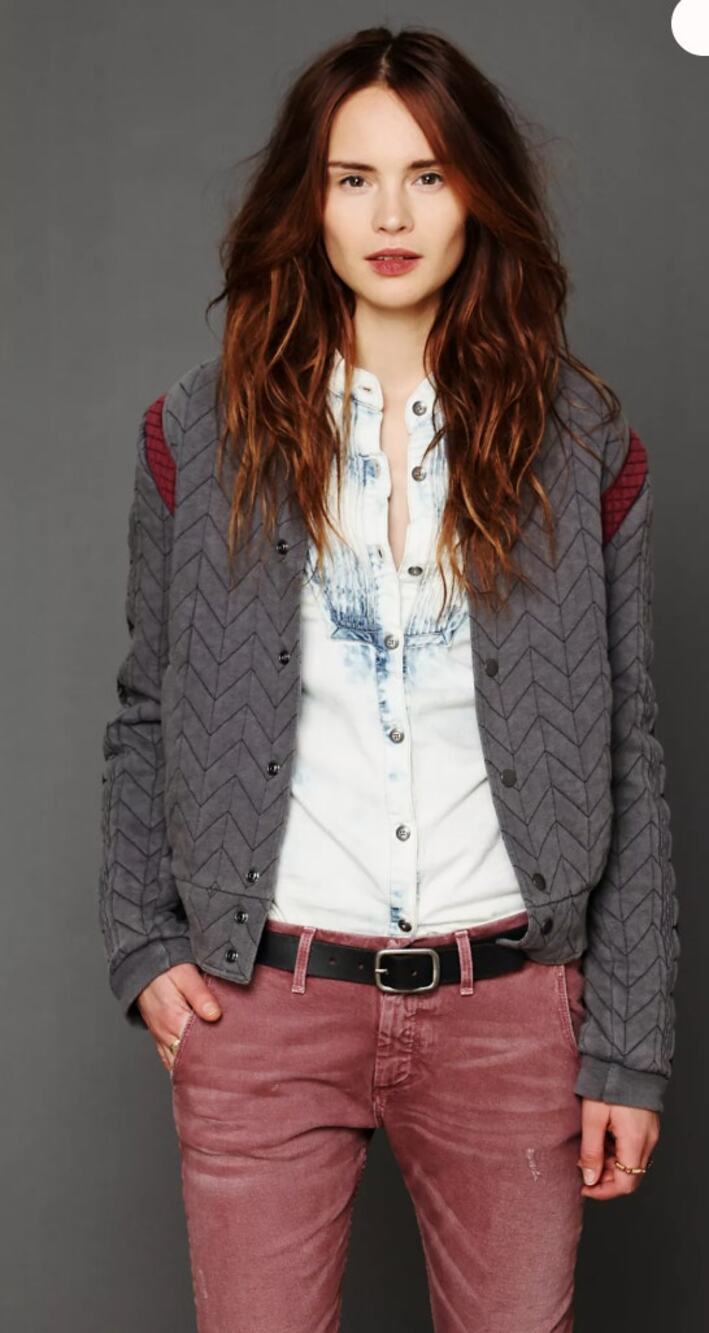 FP New Romantics Quilted Baseball Jacket Small